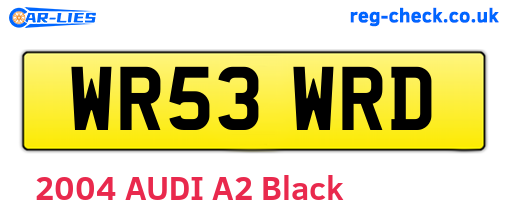 WR53WRD are the vehicle registration plates.
