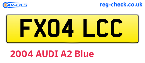 FX04LCC are the vehicle registration plates.