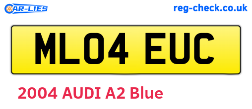 ML04EUC are the vehicle registration plates.