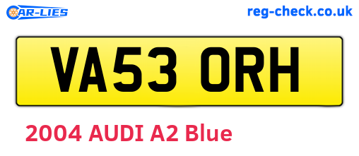 VA53ORH are the vehicle registration plates.
