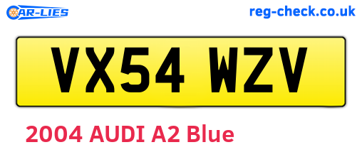 VX54WZV are the vehicle registration plates.