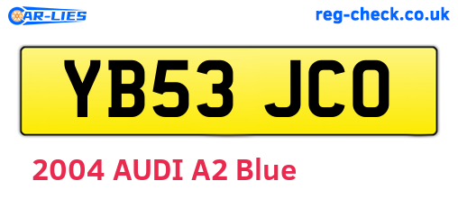 YB53JCO are the vehicle registration plates.