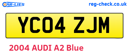 YC04ZJM are the vehicle registration plates.