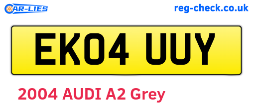EK04UUY are the vehicle registration plates.