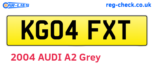 KG04FXT are the vehicle registration plates.