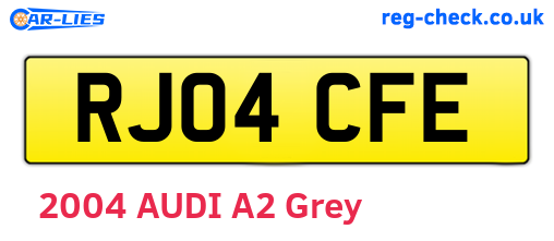 RJ04CFE are the vehicle registration plates.