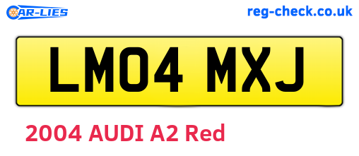 LM04MXJ are the vehicle registration plates.