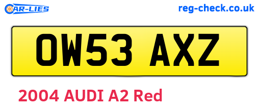 OW53AXZ are the vehicle registration plates.