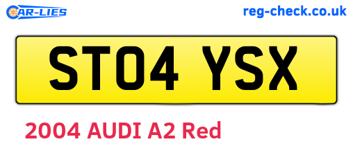 ST04YSX are the vehicle registration plates.