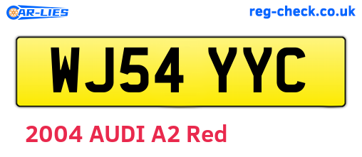 WJ54YYC are the vehicle registration plates.
