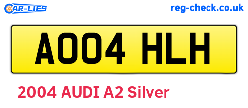 AO04HLH are the vehicle registration plates.