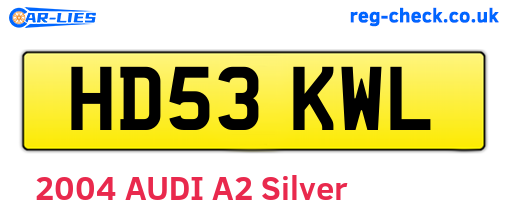 HD53KWL are the vehicle registration plates.