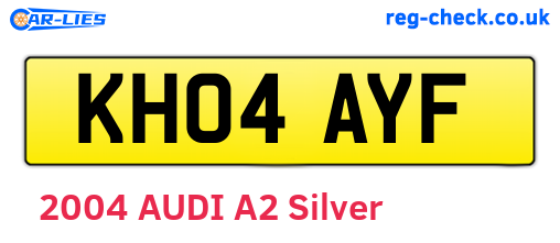 KH04AYF are the vehicle registration plates.