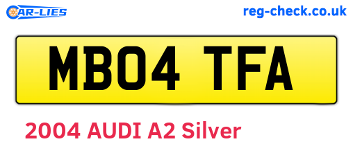 MB04TFA are the vehicle registration plates.