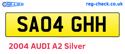 SA04GHH are the vehicle registration plates.