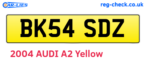 BK54SDZ are the vehicle registration plates.