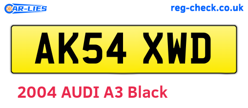 AK54XWD are the vehicle registration plates.