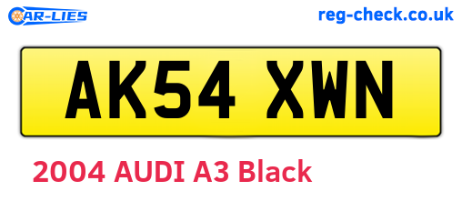 AK54XWN are the vehicle registration plates.