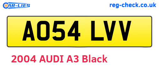 AO54LVV are the vehicle registration plates.