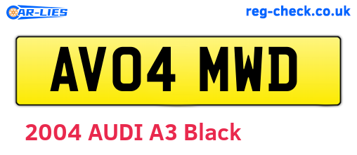 AV04MWD are the vehicle registration plates.