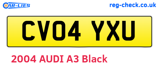 CV04YXU are the vehicle registration plates.