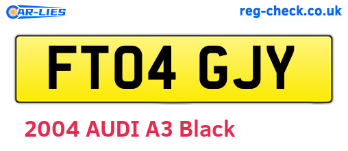 FT04GJY are the vehicle registration plates.