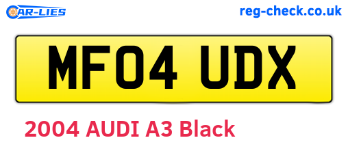 MF04UDX are the vehicle registration plates.