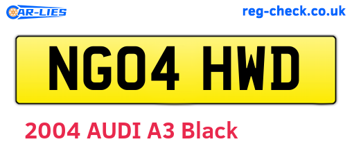NG04HWD are the vehicle registration plates.