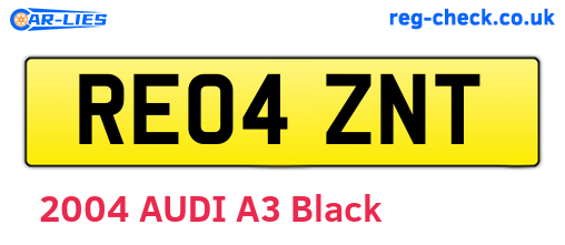 RE04ZNT are the vehicle registration plates.