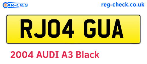 RJ04GUA are the vehicle registration plates.