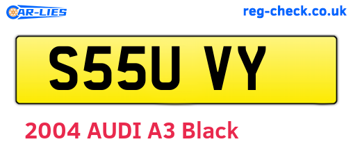 S55UVY are the vehicle registration plates.