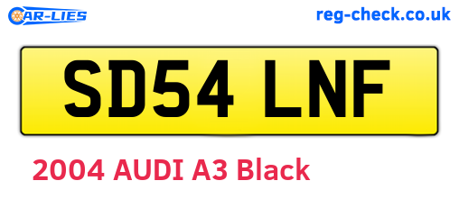 SD54LNF are the vehicle registration plates.