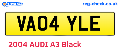 VA04YLE are the vehicle registration plates.