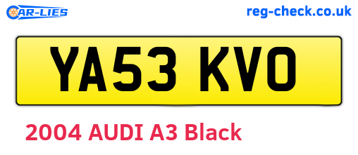 YA53KVO are the vehicle registration plates.
