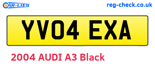 YV04EXA are the vehicle registration plates.