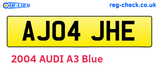 AJ04JHE are the vehicle registration plates.