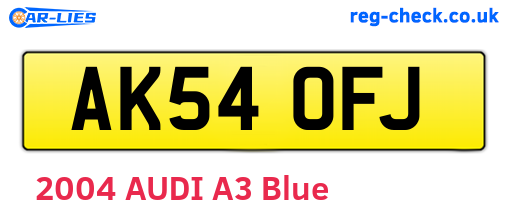 AK54OFJ are the vehicle registration plates.