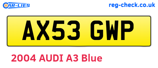 AX53GWP are the vehicle registration plates.