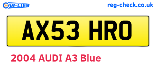 AX53HRO are the vehicle registration plates.