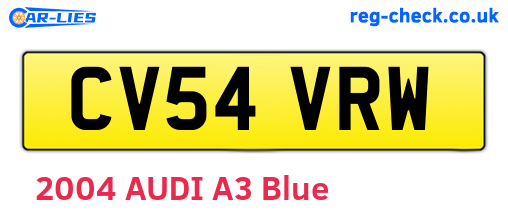 CV54VRW are the vehicle registration plates.
