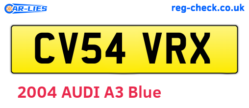 CV54VRX are the vehicle registration plates.