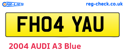 FH04YAU are the vehicle registration plates.