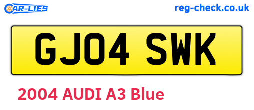 GJ04SWK are the vehicle registration plates.