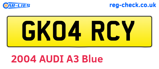 GK04RCY are the vehicle registration plates.