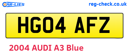 HG04AFZ are the vehicle registration plates.