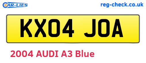 KX04JOA are the vehicle registration plates.