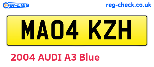 MA04KZH are the vehicle registration plates.