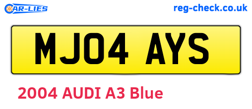 MJ04AYS are the vehicle registration plates.