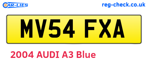MV54FXA are the vehicle registration plates.