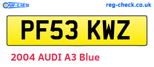 PF53KWZ are the vehicle registration plates.